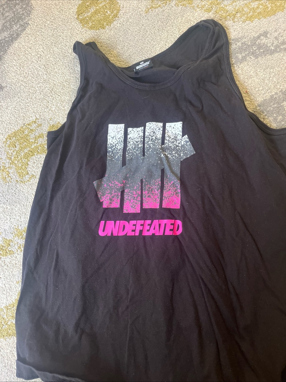 Undefeated Black Graphic Tank with Pink Logo